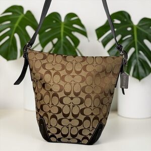 Vintage Coach Brown Signature Bucket Bag